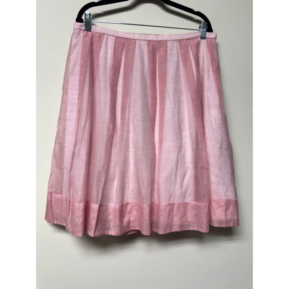 TALBOTS Vintage Deadstock Red/White Pinstripe Cotton/Silk Blend Pleated Mini, 16